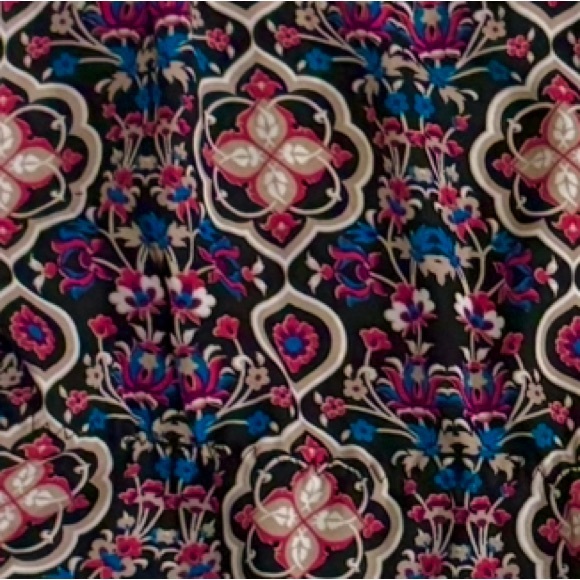 NEW💕 Floral Lace-Trimmed Lace up Puff Long Sleeve  Peplum Top pink x Blue - Picture 4 of 4